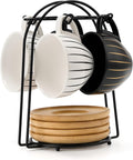 LUKA Ceramic Demitasse Espresso Cups Set with Saucers and Stand