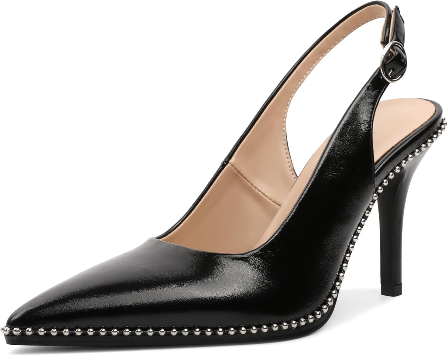 Zamikoo Women Beaded Pumps High Heel Slingback Stilettos