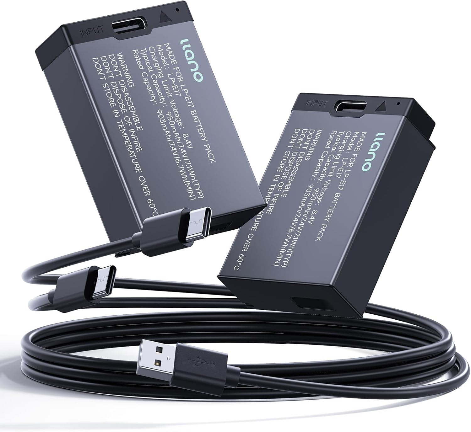 llano LP-E17 Battery Pack with USB-C Fast Charging for Canon
