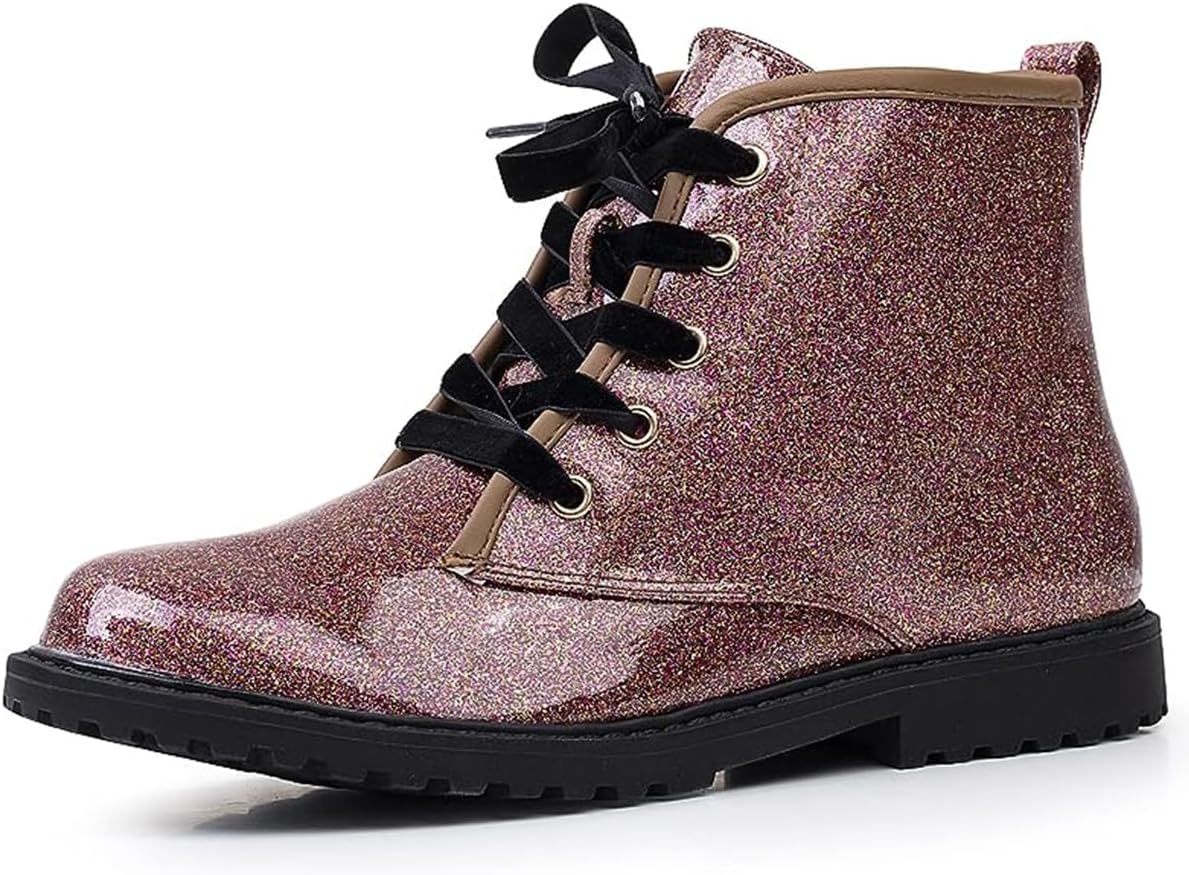 FITORY Girls Boys Ankle Combat Boots with Side Zipper Style