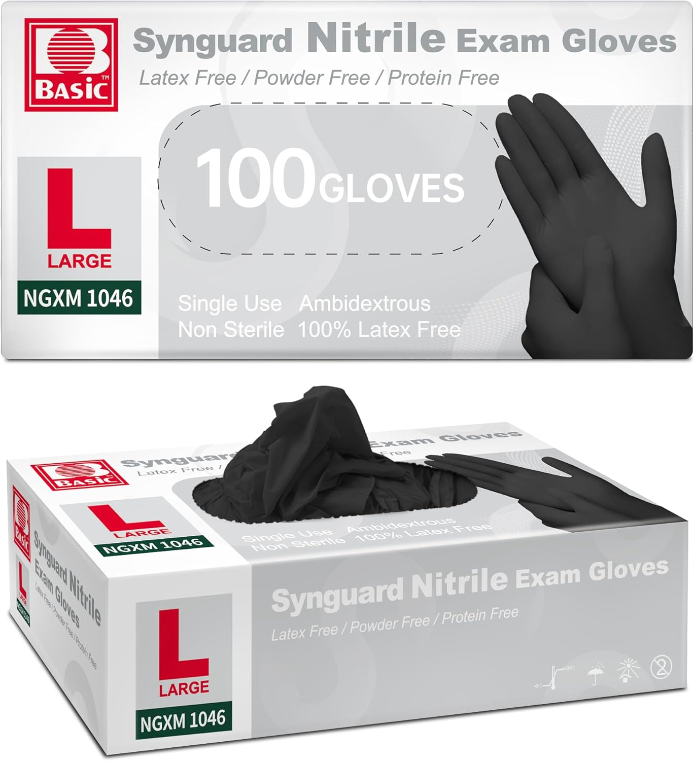 Supmedic Black 5.5 Mil Nitrile Gloves 100Pcs - Heavy-Duty & Food Safe