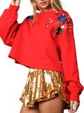 NUFIWI Christmas Cropped Sweatshirt for Women - Sparkly Festive Crop