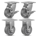 Heavy Duty Casters Set of 4 - 4 in Rubber Wheels with 2400 lb Load