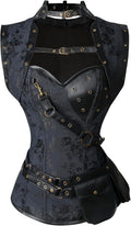 Charmian Women's Steampunk Corset Bustier with Spiral Steel Boning
