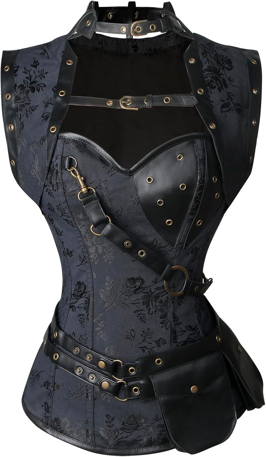 Charmian Women's Steampunk Spiral Steel Boned Corset Tops Bustier