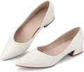 Women's Chunky Closed Toe Low Block Heels Work Pumps (Style V3QJ)