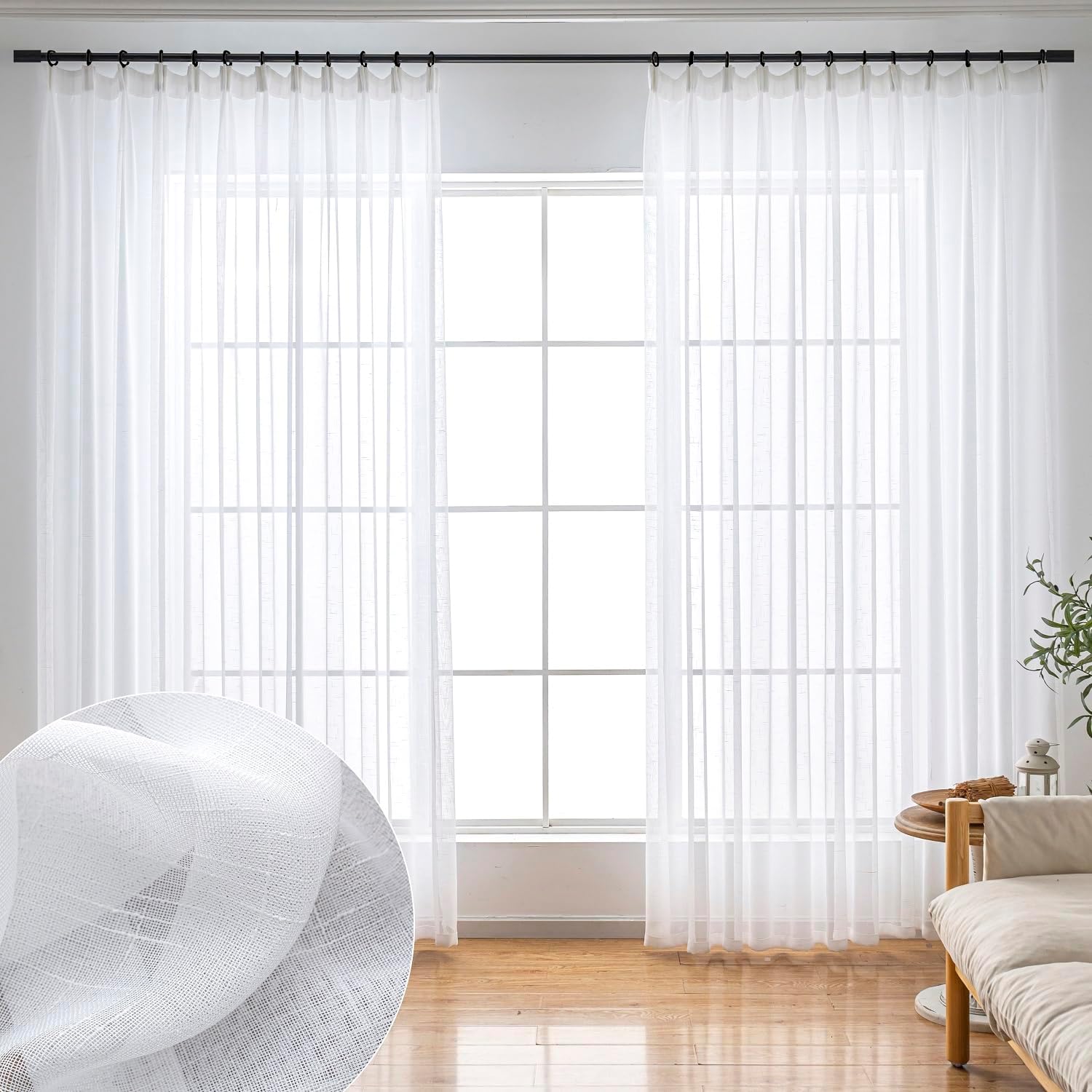 Elegant White Sheer Curtains 108 Inch Long for Home Decor