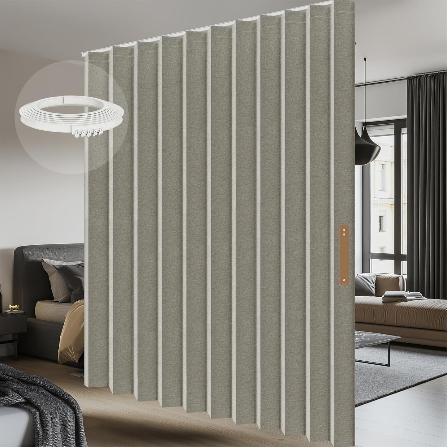 AJAZZ 100% Blackout Accordion Room Divider Curtains for Privacy