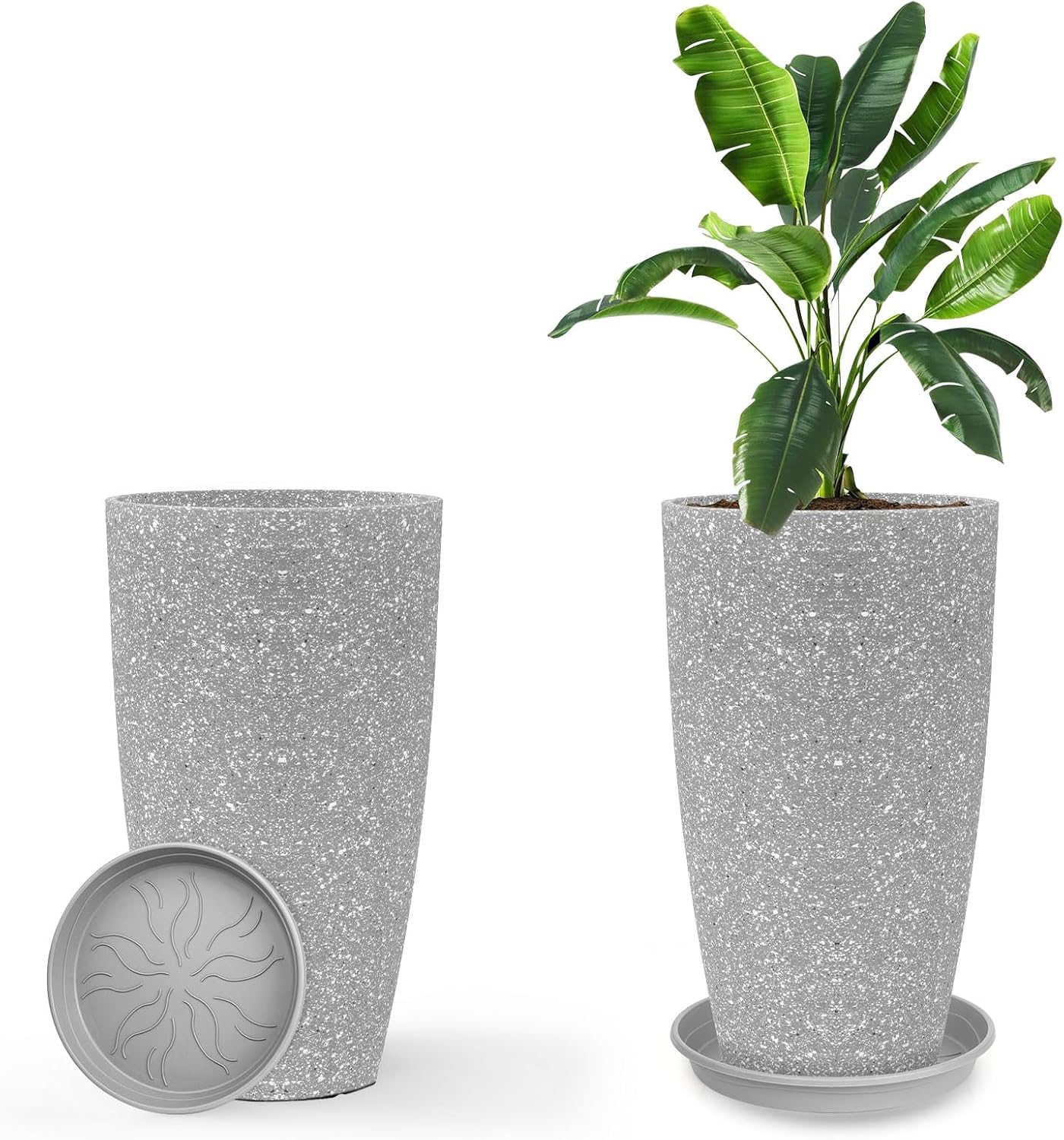 Tall Flower Pot Indoor Outdoor Plant Pot with Drainage Holes