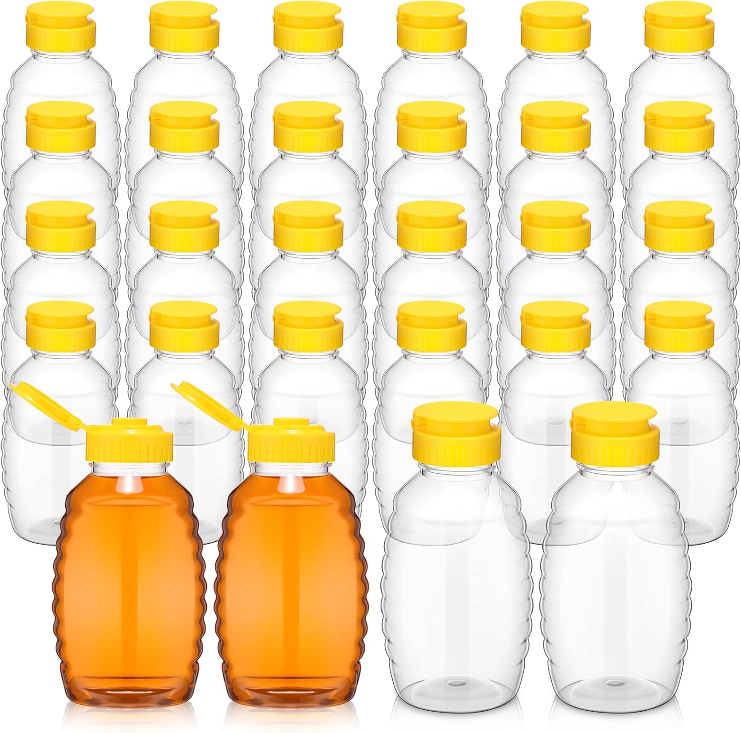 24 Pcs Clear Plastic Honey Bottles for Easy Dispensing and Storage