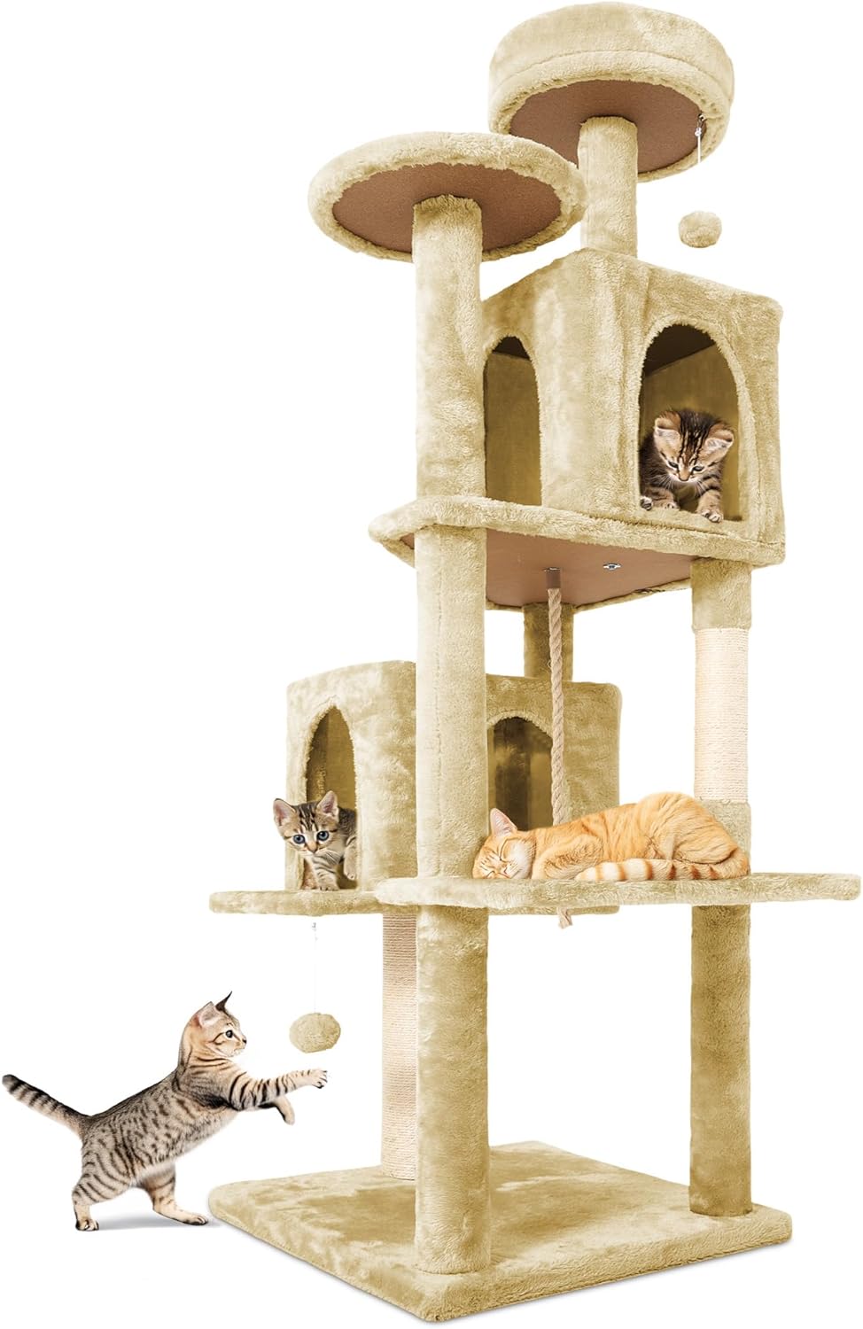 58.5in Large Cat Tree Tower Condo for Indoor Cats with Cave