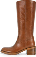 Banana Knee High Boots Square Toe Chunky Heel - Comfortable Tall