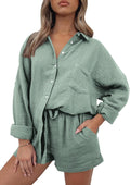 2 Piece Rayon Lounge Set for Women - Oversized Shirt and Shorts