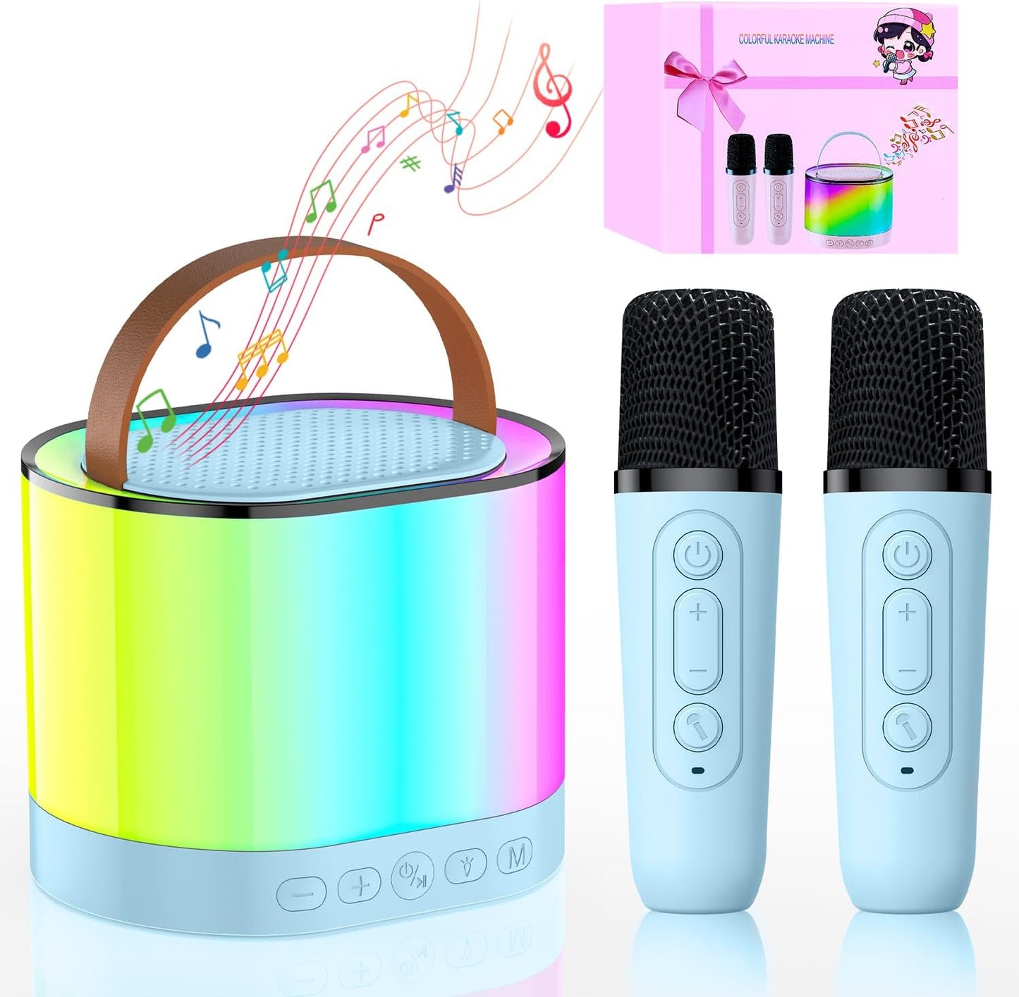 Portable Karaoke Fun: Kids Bluetooth Machine with 2 Mics