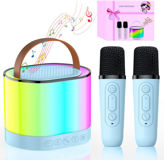 Portable Karaoke Fun: Kids Bluetooth Machine with 2 Mics