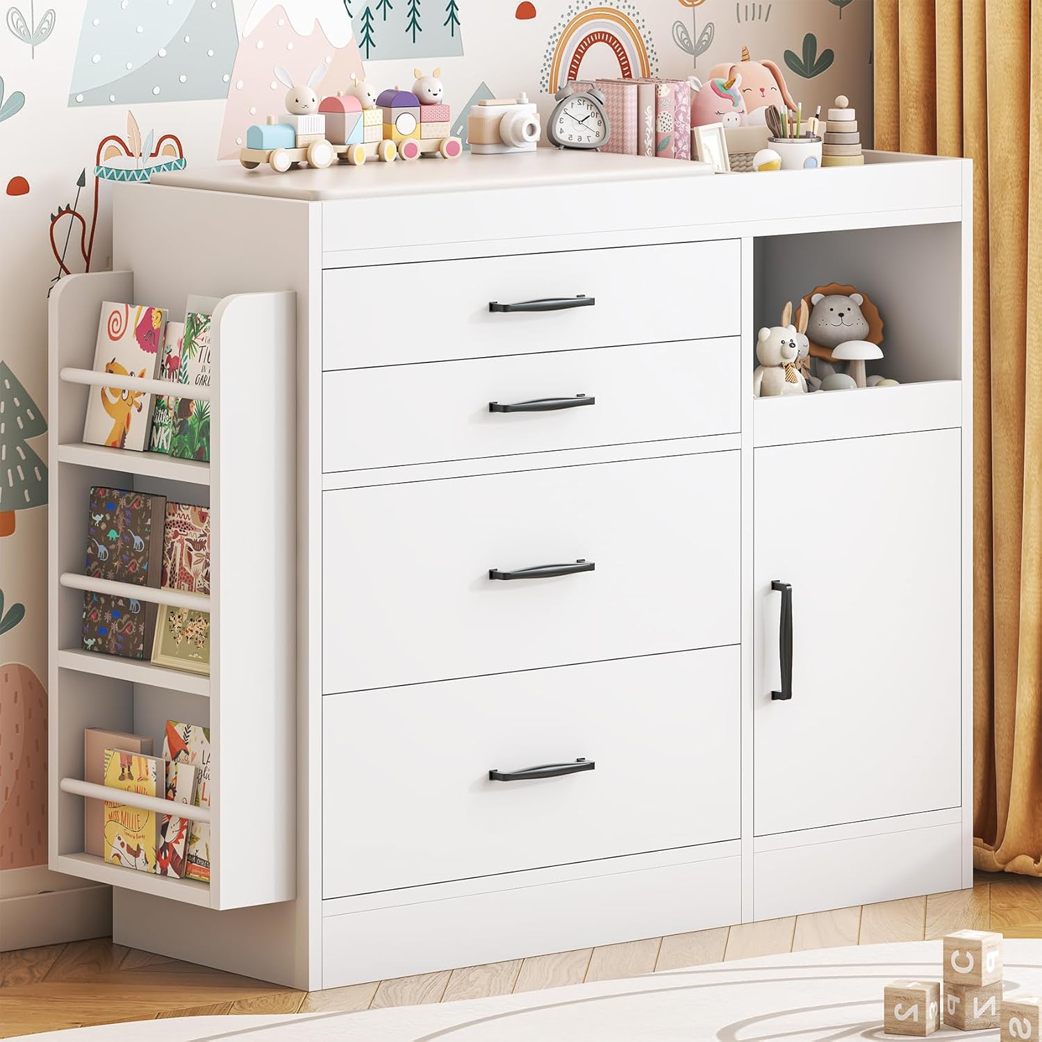 Bigbiglife Changing Table Dresser with 4 Drawers & Cabinet