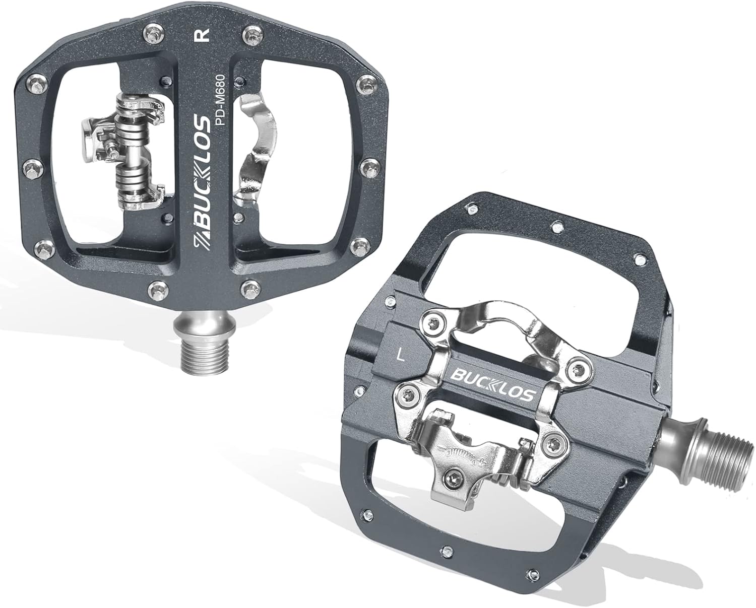 BUCKLOS SPD Pedals PD-M680: Dual Sided Clip in Bike Pedals