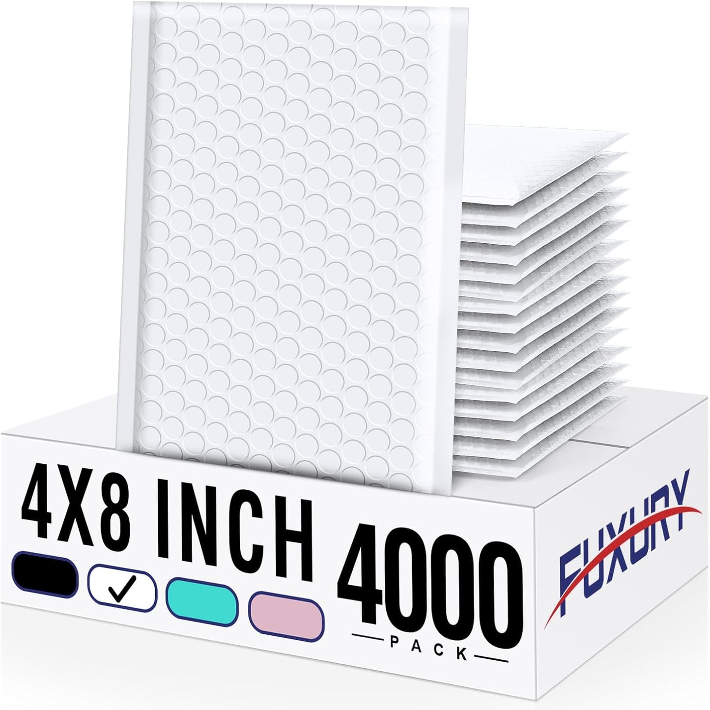 Fuxury White Bubble Mailers 4x8 Inch for Small Business Shipping