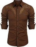 COOFANDY Men's Western Embroidered Cowboy Shirt - Classic Casual