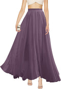 Women Full Ankle Length Elastic Pleated Retro Maxi Chiffon Skirt Long