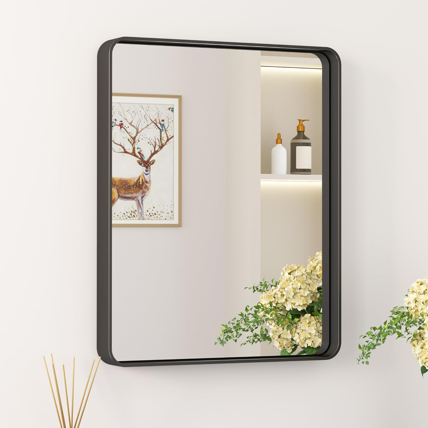 Keonjinn Black Bathroom Mirror for Over Sink - 16 x 20 Inch