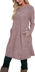 OFEEFAN Fall and Winter Tunic Dress with Pockets - Cozy Layering