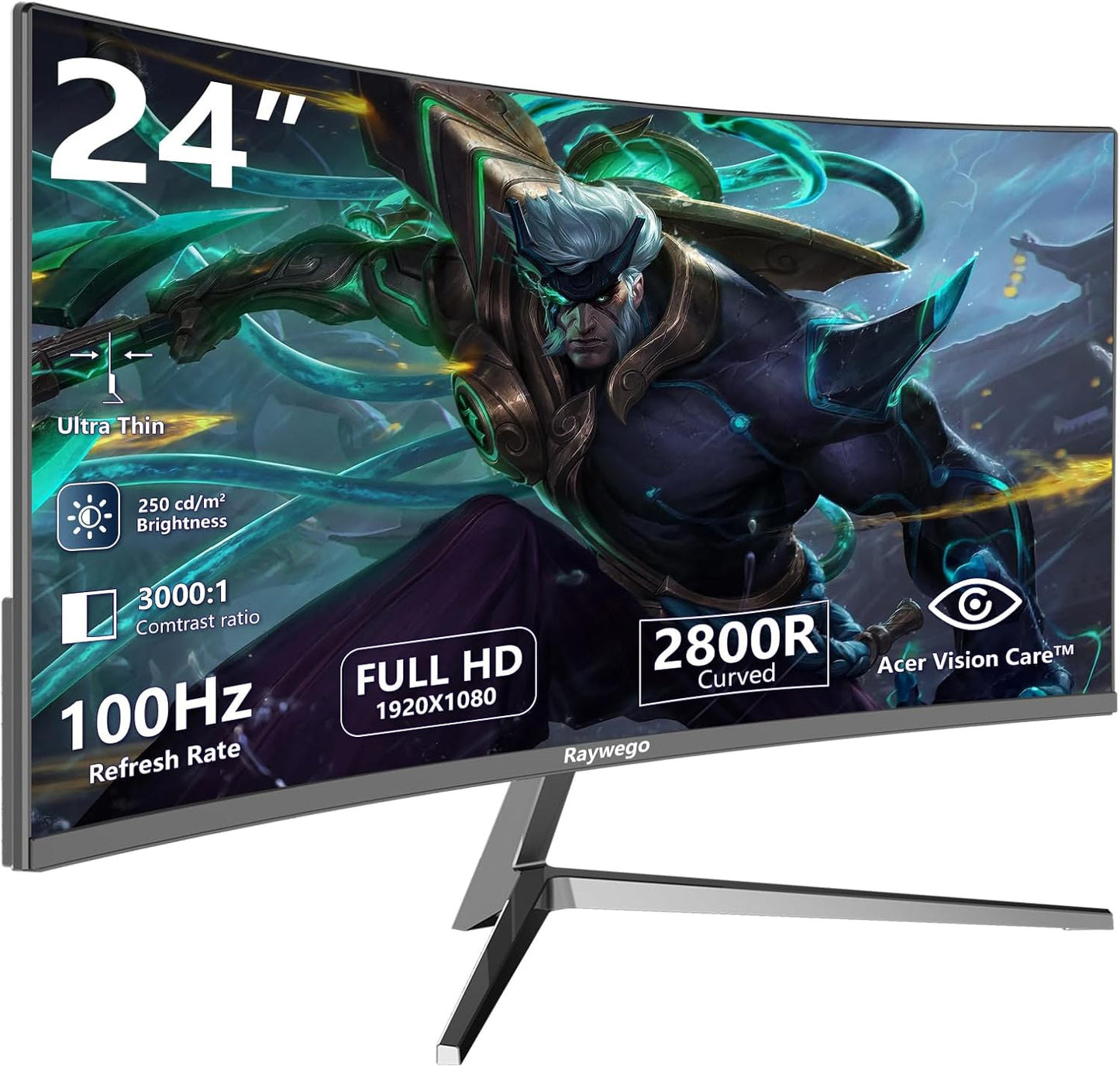 Raywego 24 100Hz Curved Full HD Monitor - Synced Visuals