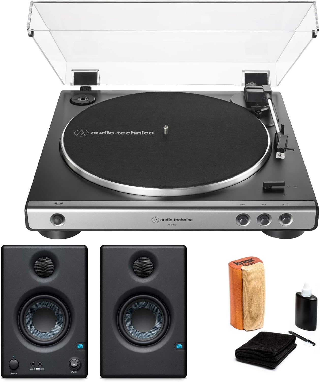 Audio-Technica AT-LP60X Turntable Bundle with Studio Monitors