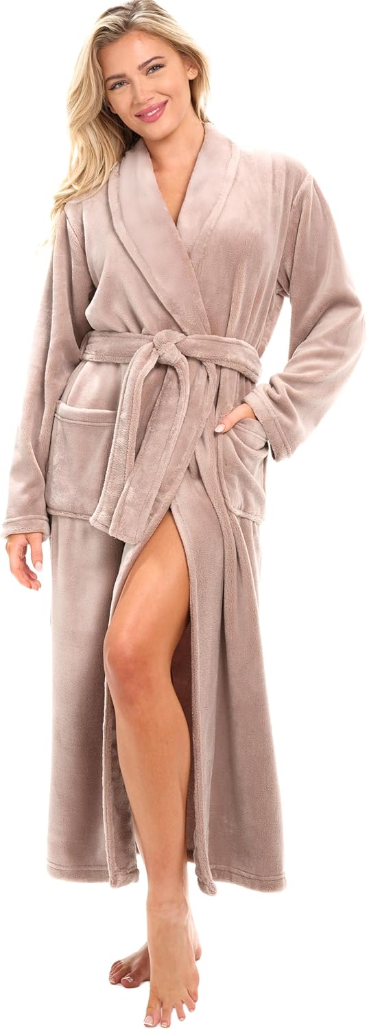 Alexander Del Rossa Plush Robe for Women - Cozy and Warm
