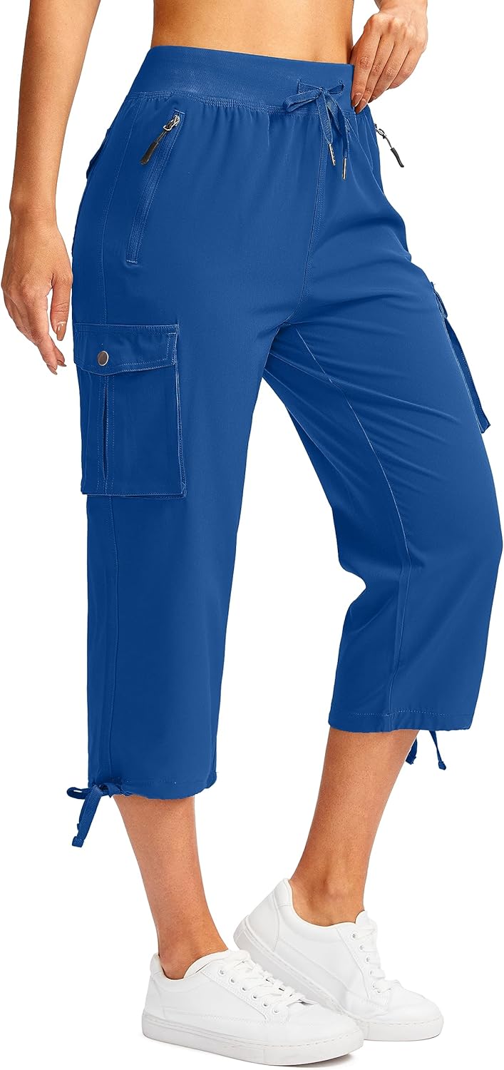 Soothfeel Women's Cargo Capris Pants for Travel and Hiking