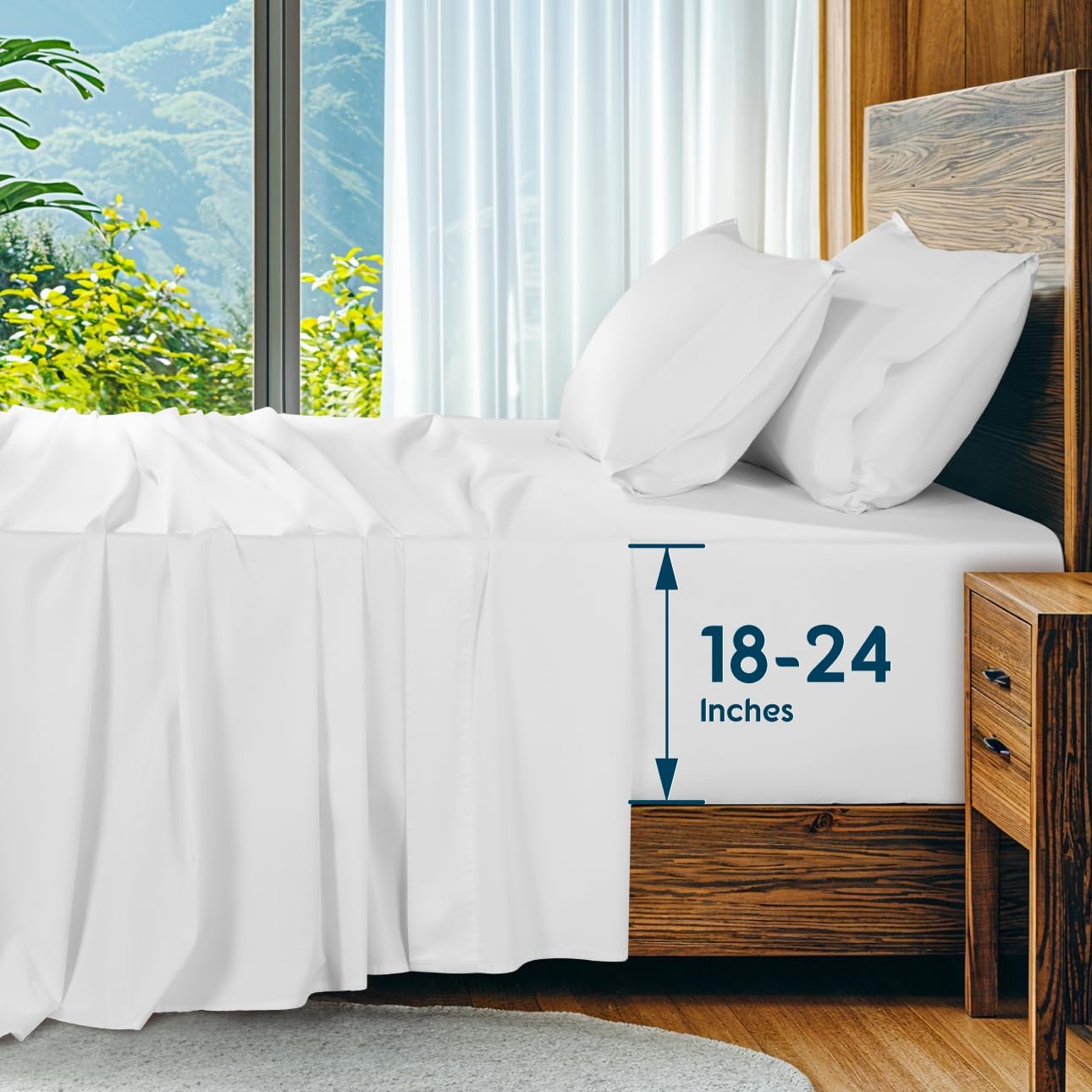 Luxurious 100% Egyptian Cotton Sheets Set for King Size Beds