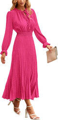 PRETTYGARDEN Women's Swiss Dot Pleated Midi Dress - Flowy Fit