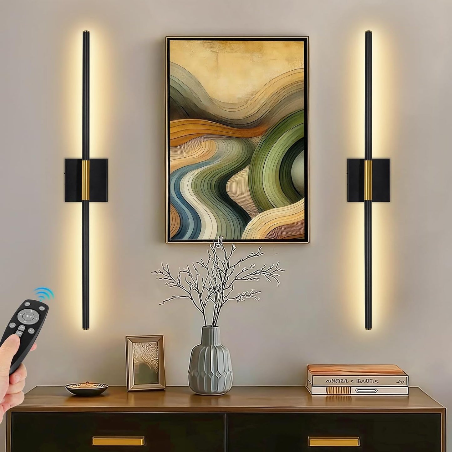 Battery Operated Wall Sconces Set of Two for Modern Spaces