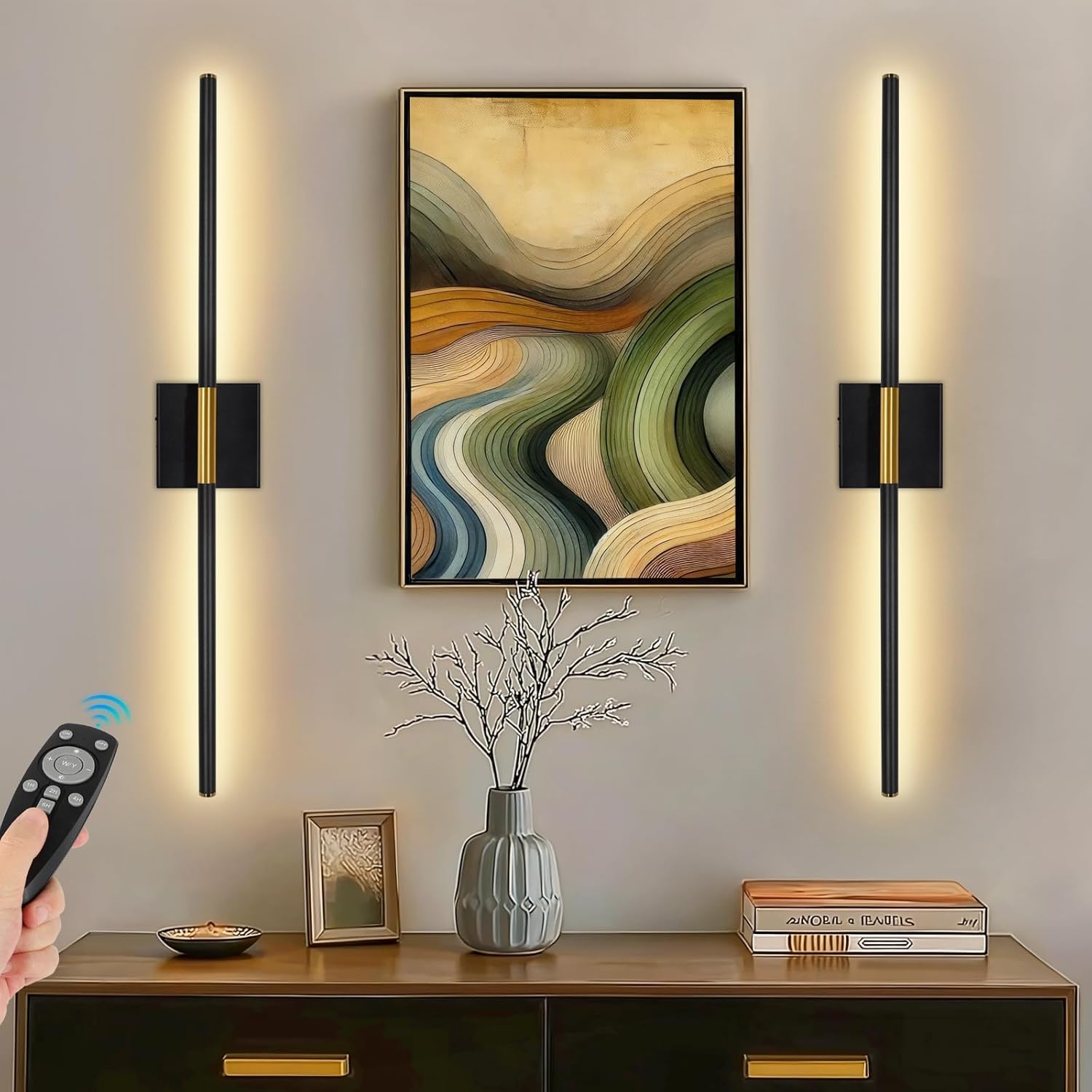Battery Operated Wall Sconces Set of Two for Modern Spaces