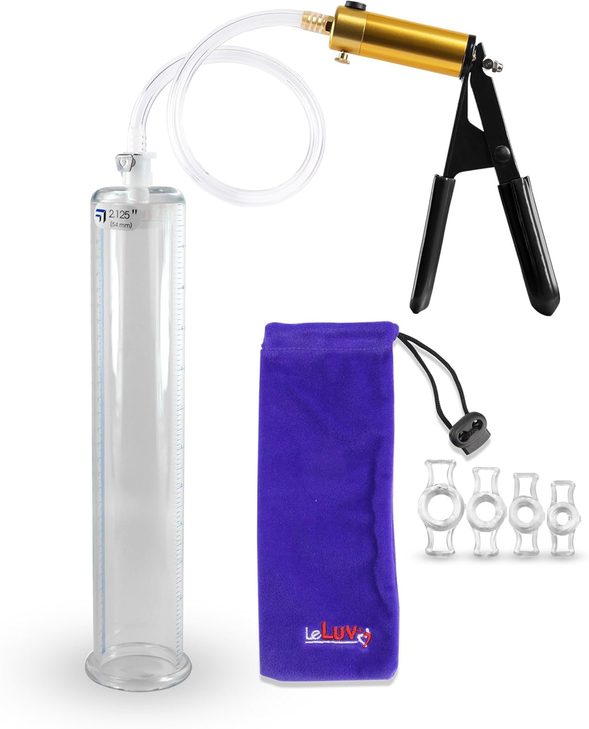 LeLuv Ultima Brass Penis Pump Kit with Constriction Rings