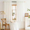 Sheer Privacy Curtains 63 in 2 Panels White Sheer Drapes - Light