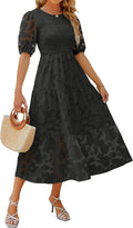 Smocked Floral Lace Tiered Midi Dress - Flowy Summer Style Women's