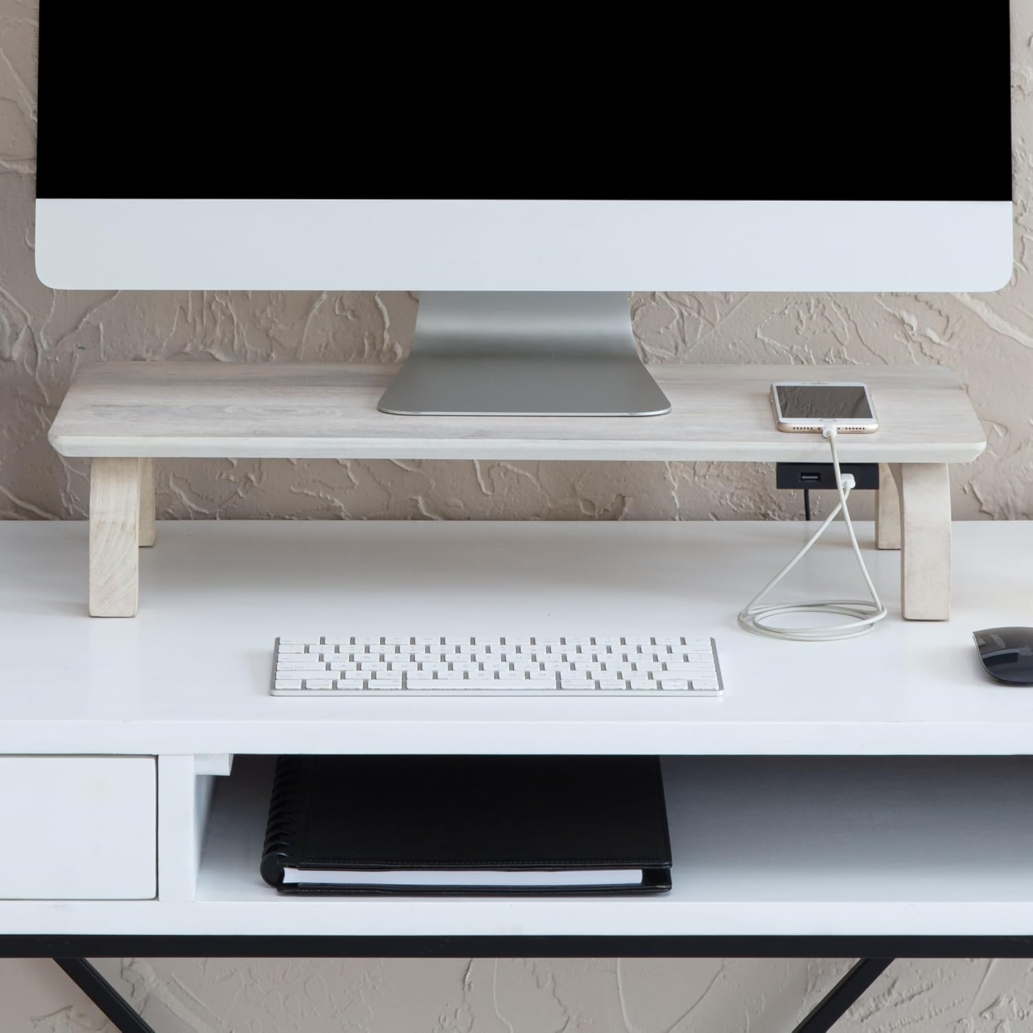 Ergonomic Monitor Riser for Desk - Stylish Wood Stand