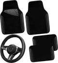 Microfiber Leather Steering Wheel Cover and Waterproof Car Floor Mats
