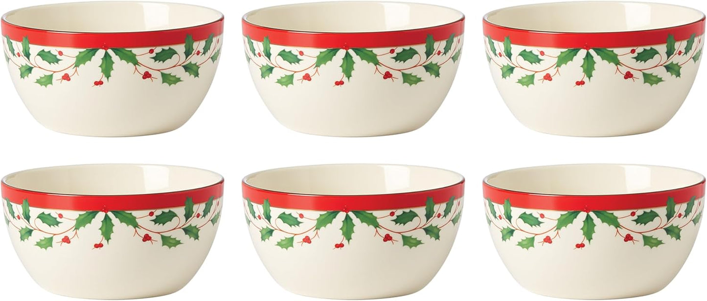 Lenox Holiday 6-Piece Dessert Bowl Set for Festive Gatherings