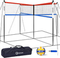 Four Square Volleyball Net Game Set 14 ft 4-Way - Portable Backyard