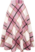 Womens Plaid Wool Skirt A-Line Mid-Length - Warm Classic Tartan