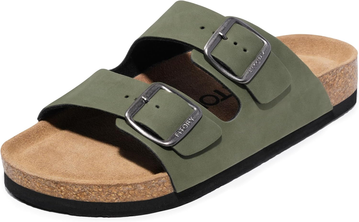 FITORY Mens Sandals with Adjustable Buckle Straps and Cork Footbed