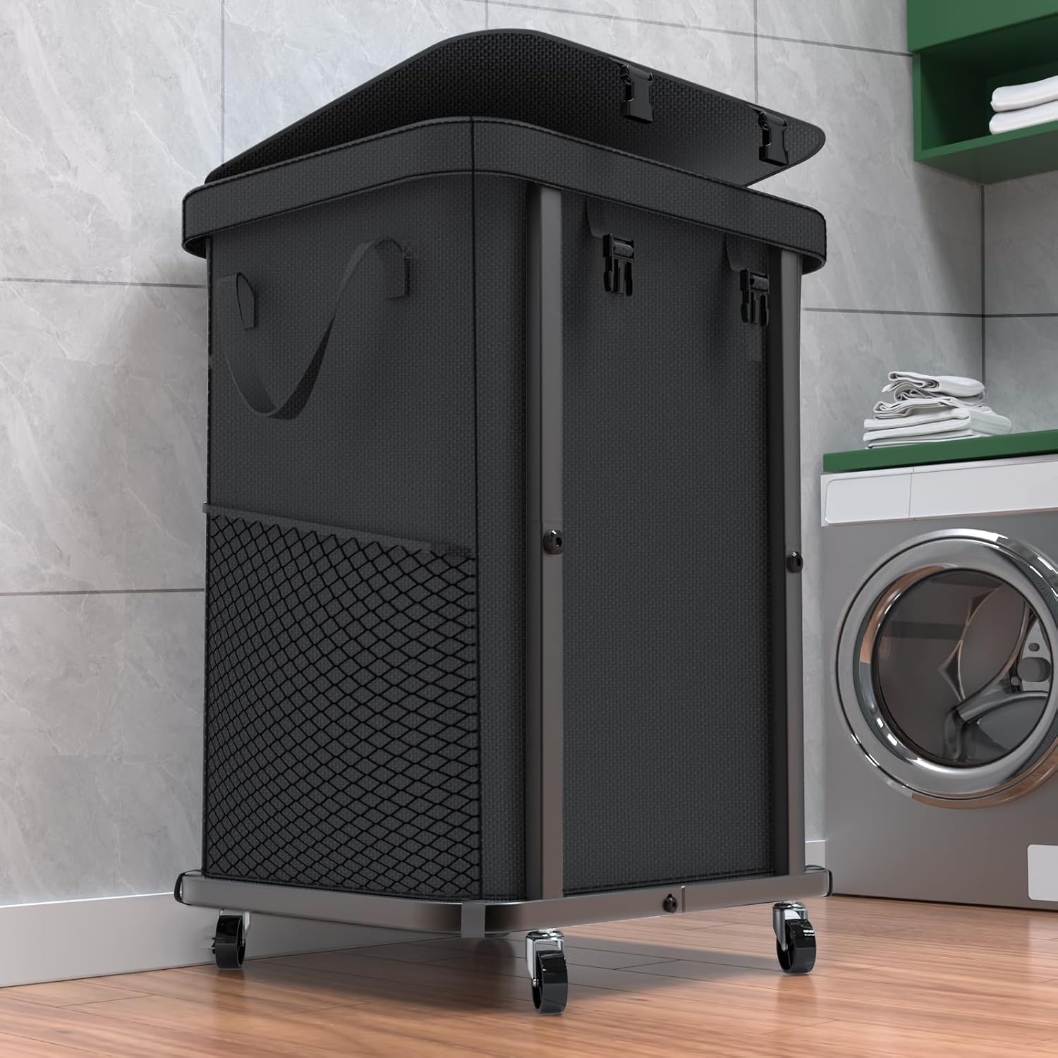 40 Gal High Grade Large Laundry Basket with Wheels for Easy Use