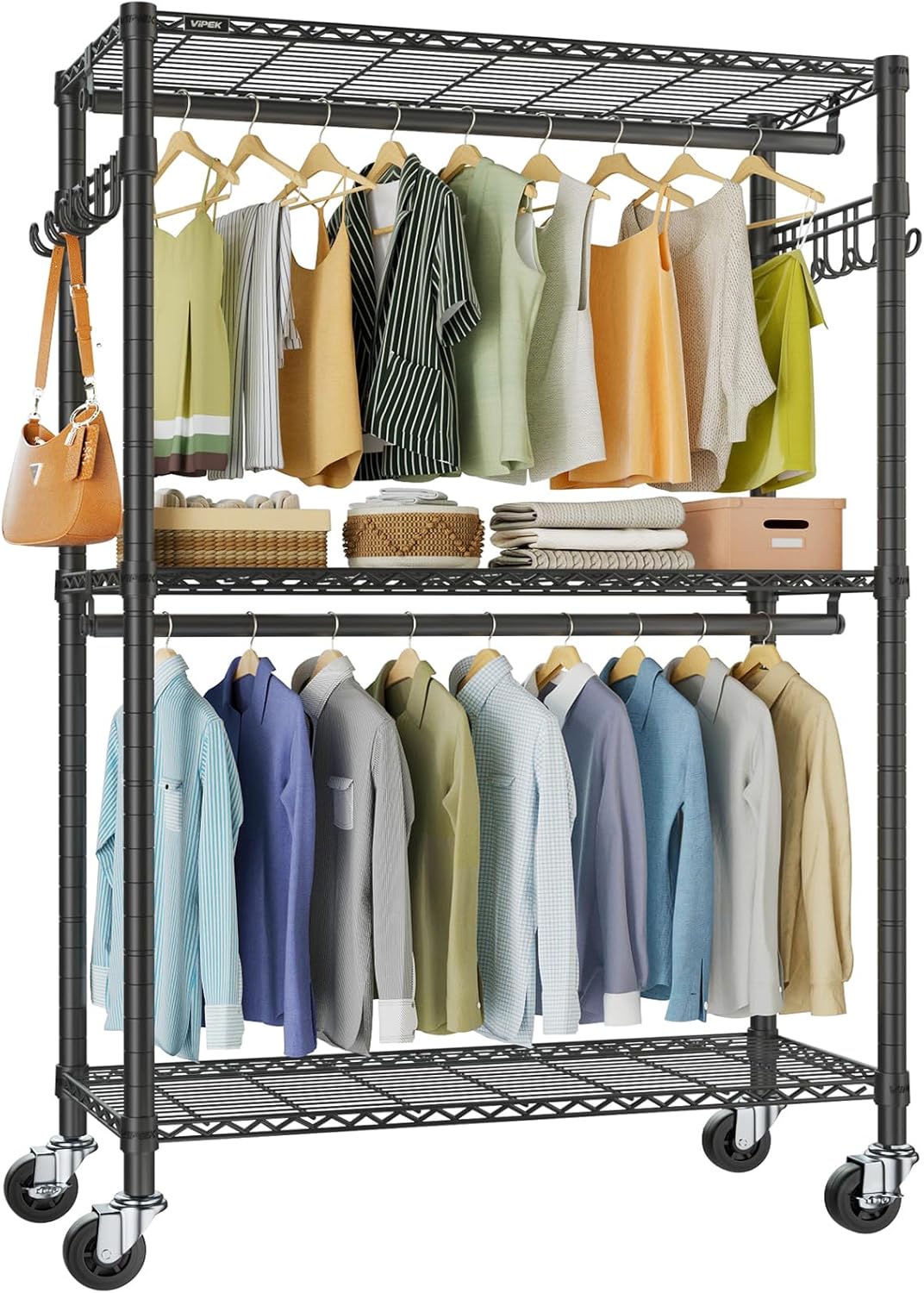 VIPEK R2 Plus Heavy Duty Rolling Garment Rack for Storage
