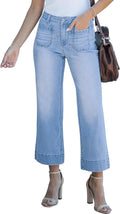 Wide Leg Jeans for Women High Waisted Cropped Flare - luvamia