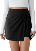 Corduroy Mini Skirt High Waisted A-line Skort - Casual Work Cicy