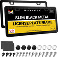 Premium Slim Matte Black License Plate Frames 2 Pack - Slim Metal Fit