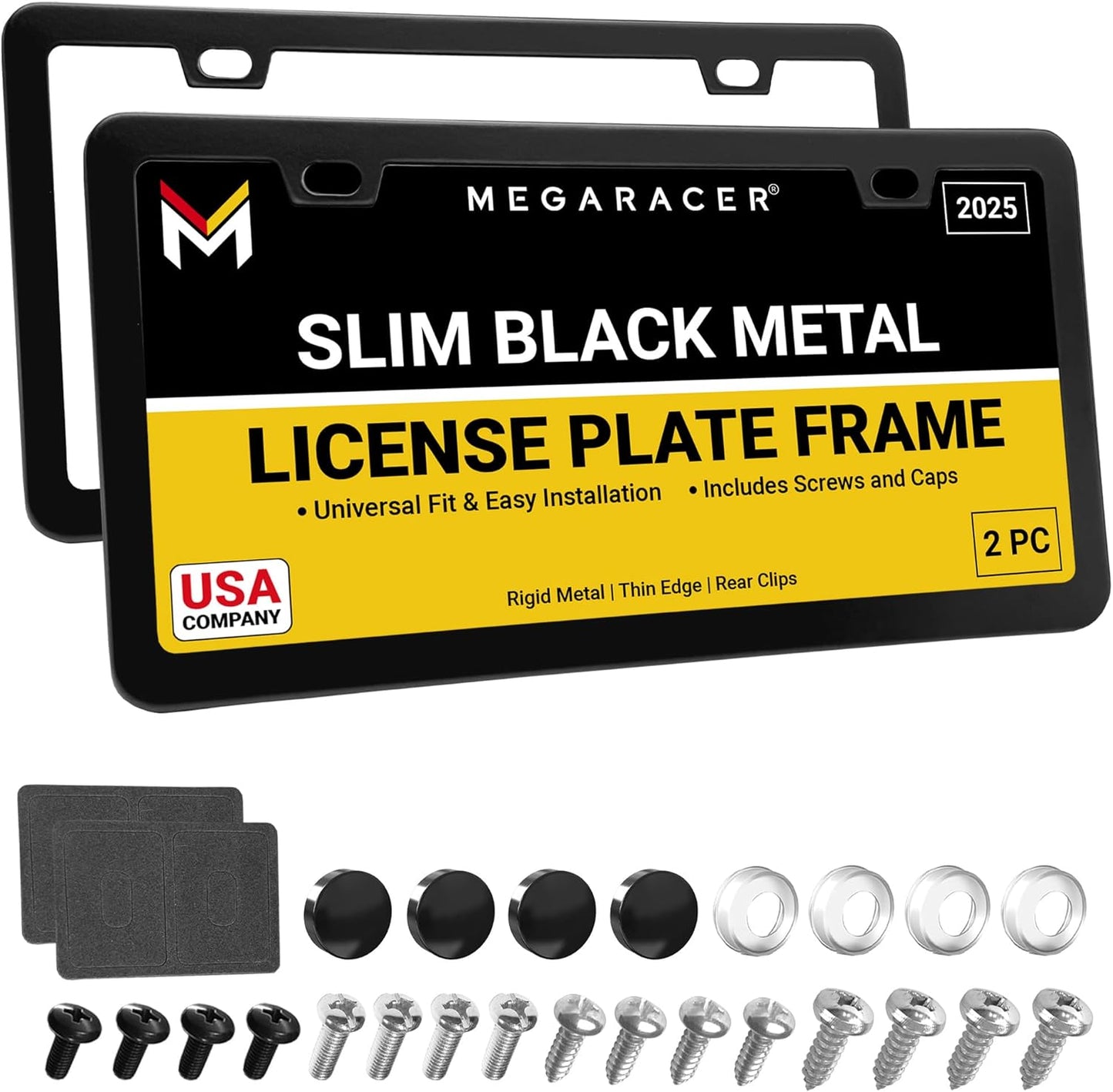 Premium Slim Matte Black License Plate Frames for Cars & Trucks