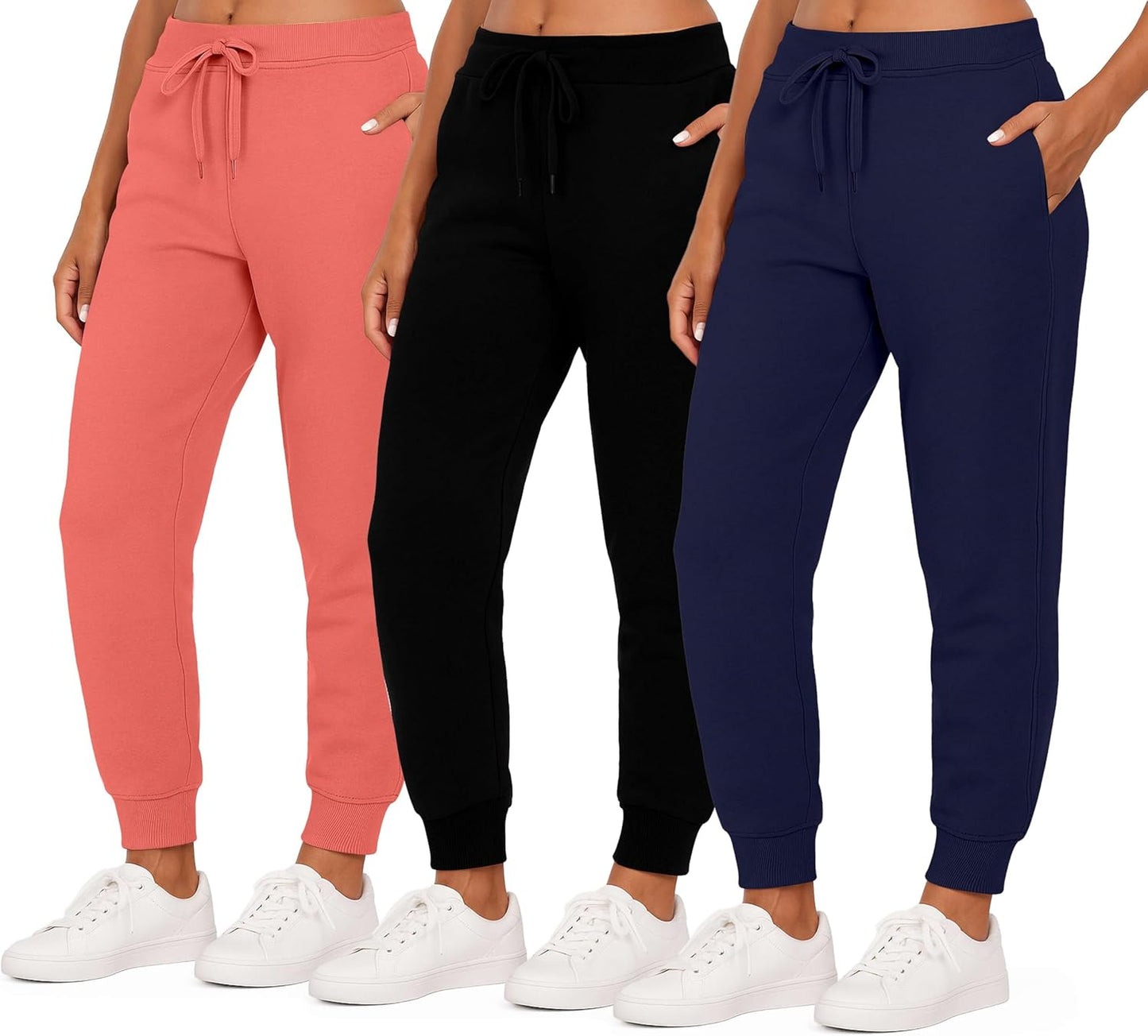 Women's Ultra-Soft Fleece Joggers: Cozy 3 Pack for All Sizes